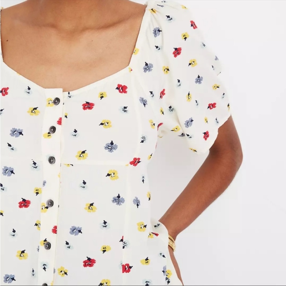 Madewell button down shirt flower confetti